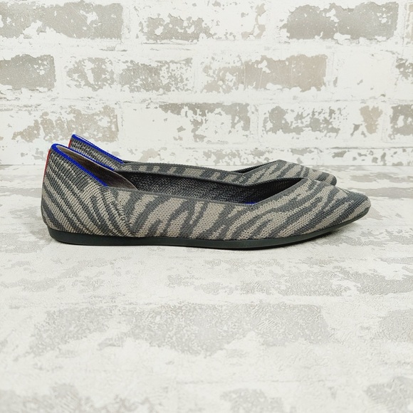 NEW Rothy's The Flat Grey Zebra Knit Round Toe Slip On Loafers E877 - Picture 3 of 10